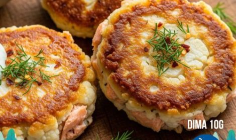 Polpette di salmone e cavolfiore in padella (cheto)