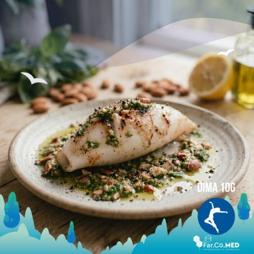 calamari grigliati con pesto di mandorle