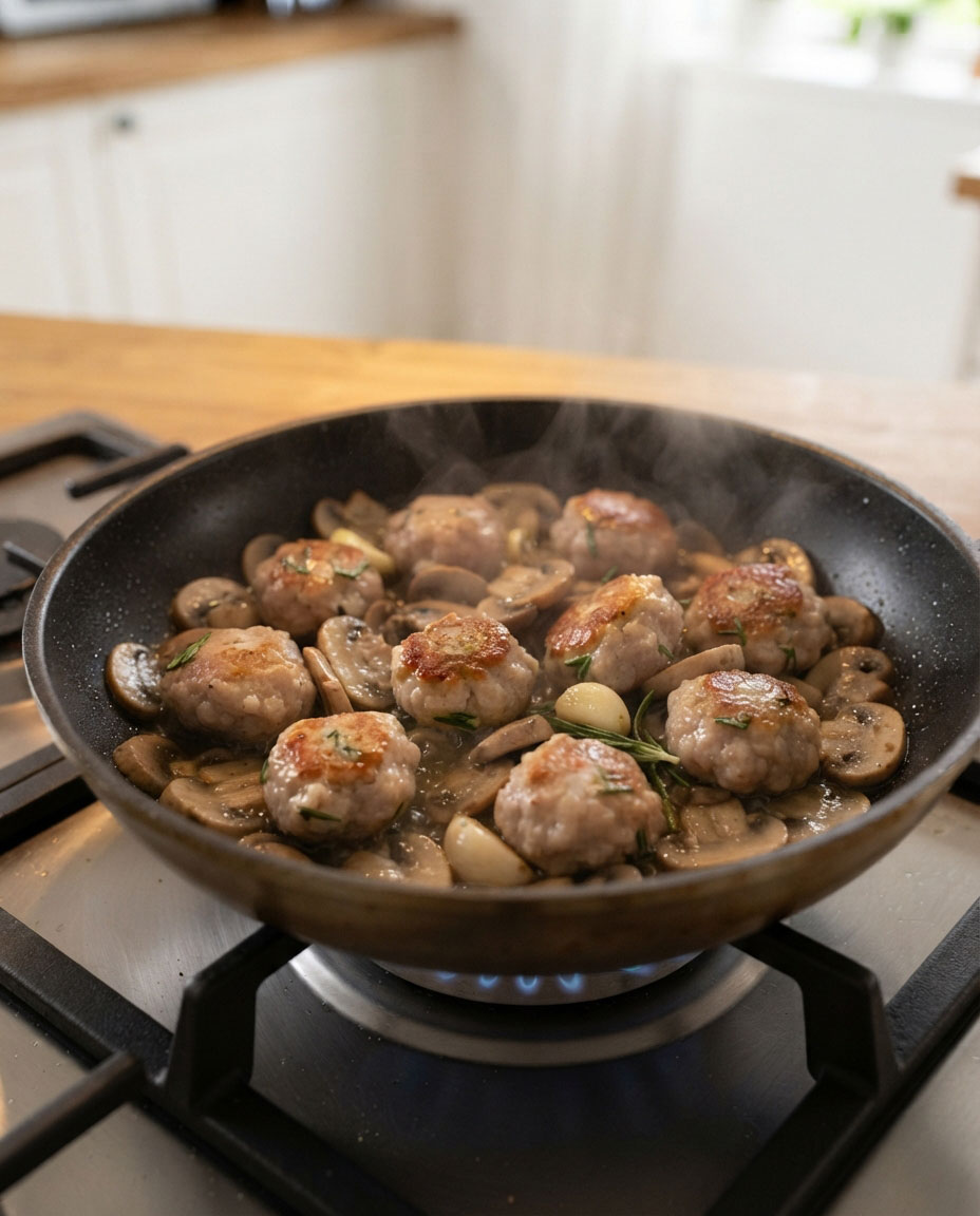 Unisci pollo e funghi